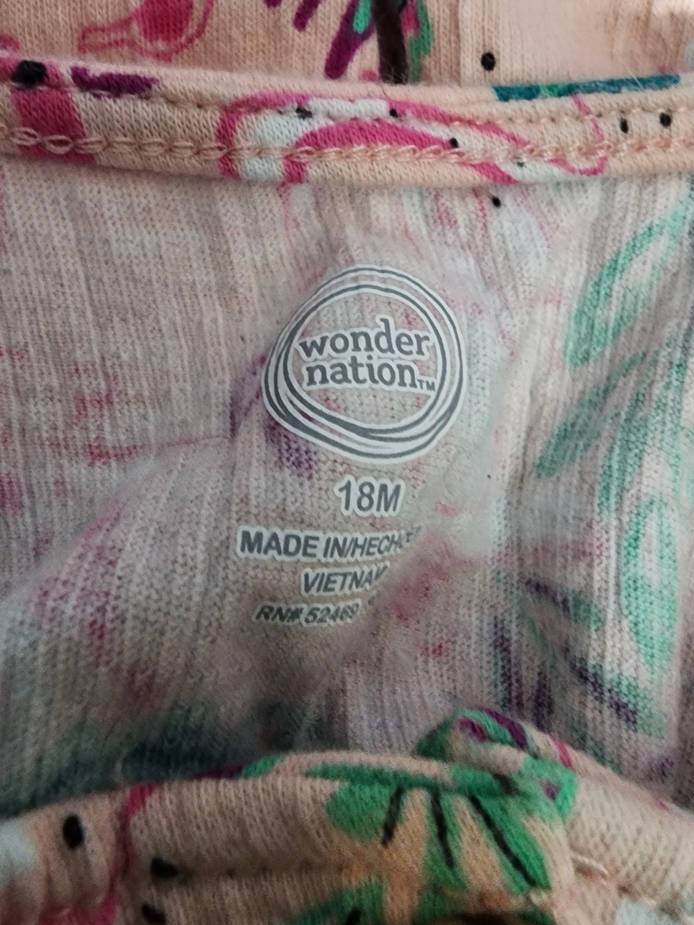 wonder nation Pink Floral and Green Leaf Baby Romper - Picture 4 of 4